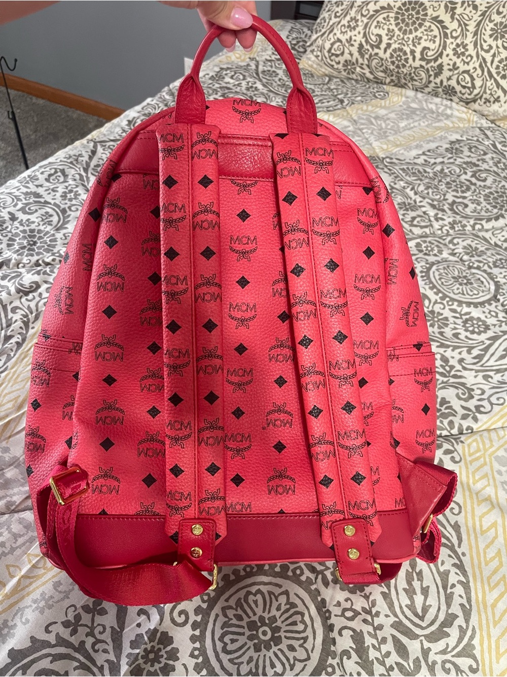 MCM studded hot pink backpack like new! Authentic - Picture 5 of 13